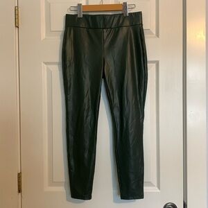 LOFT Faux Leather Leggings Pants Dark Green Women’s Size small lined NWOT party